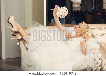 Beautiful bride with bouquet