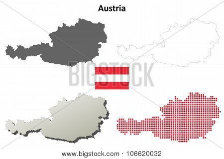 Austria outline map set