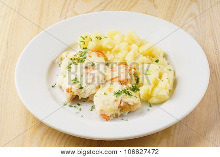 mashed potato with cutlet