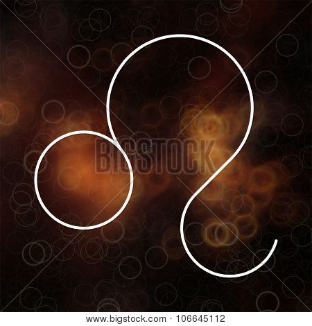 Zodiac Signs. Leo. White Thin Line Astrological Symbols On Blurry Colorful Background.