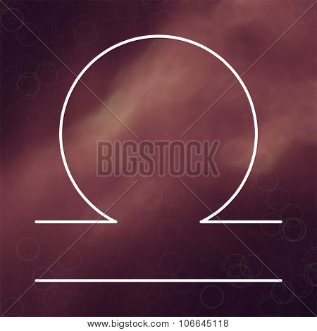 Zodiac Signs. Libra. White Thin Line Astrological Symbols On Blurry Colorful Background.