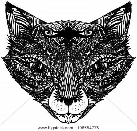 Decorative snout fox. Graphic illustration snout fox. handmade art illustration  snout fox. illustra