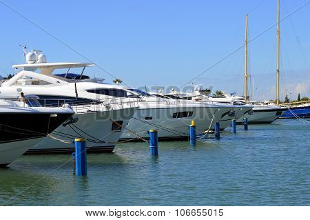 Luxury boats in Vilamoura Marina