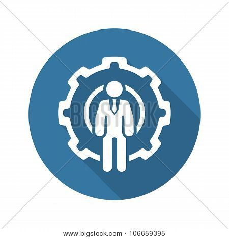 Global Support Icon. Flat Design.