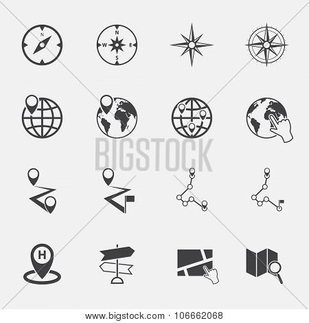 Navigation Symbol Icons Set.