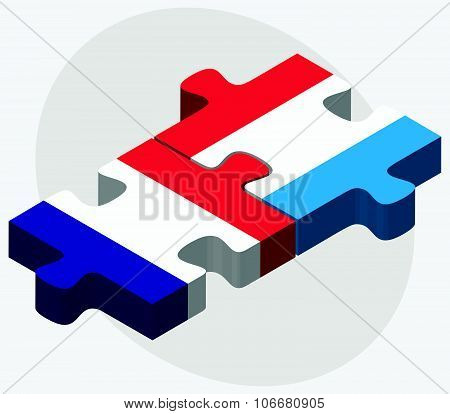 France And Luxembourg Flags