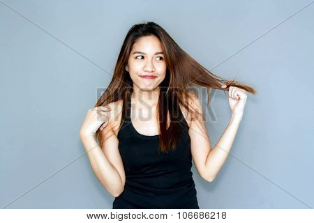 Thai Lady Sexy Action Hold Her Hair