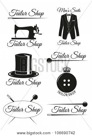 Set of black badges for tailor shops