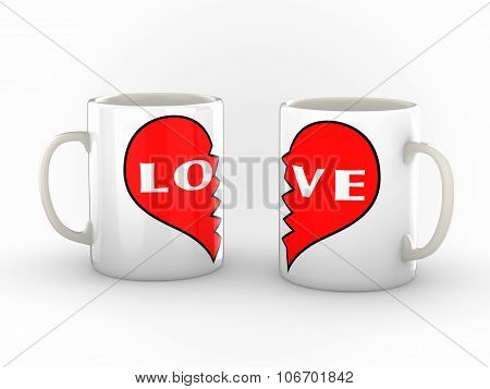 Coffee Mugs Of  A Broken Hearted Couple