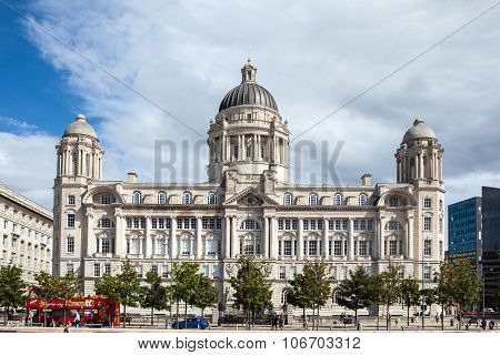 LIVERPOOL, UK, SEPTEMBER 2015: Cunard Building on the banks of the River Mersey Liverpool UK