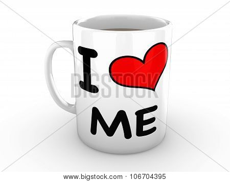I Love Me - Red Heart On A White Mug