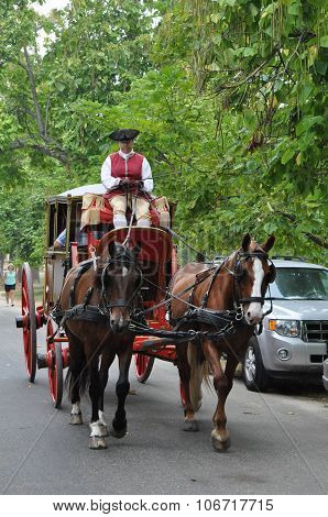 Horse-drawn carriage rides in Williamsburg, Virginia
