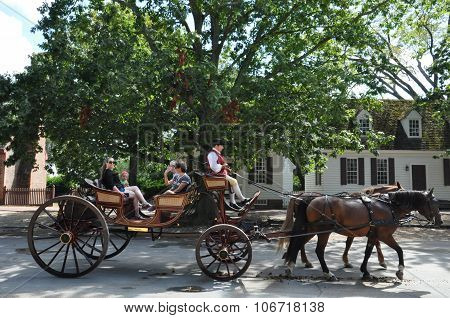 Horse-drawn carriage rides in Williamsburg, Virginia