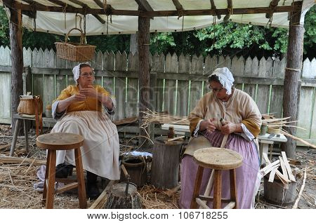 Basketmaker in Colonial Williamsburg in Virginia