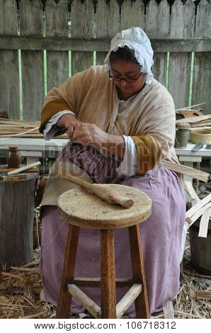 Basketmaker in Colonial Williamsburg in Virginia