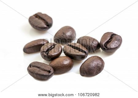 coffee beans close-up on white