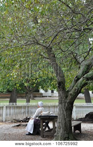 WILLIAMSBURG, VA - SEP 6: Colonial Williamsburg in Virginia, as seen on Sep 6, 2015. Colonial Williamsburg is a living-history museum with exhibits of restored or re-created buildings.