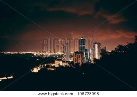 Singapore architecture and urban cityscape night view