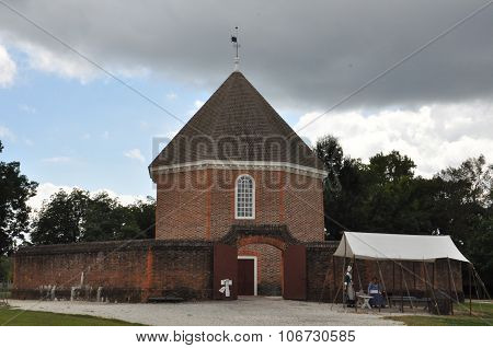 Magazine and Guardhouse in Colonial Williamsburg in Virginia