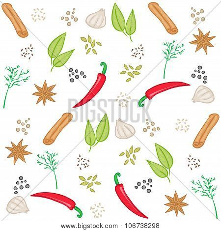 vector pattern with spices, vector food background