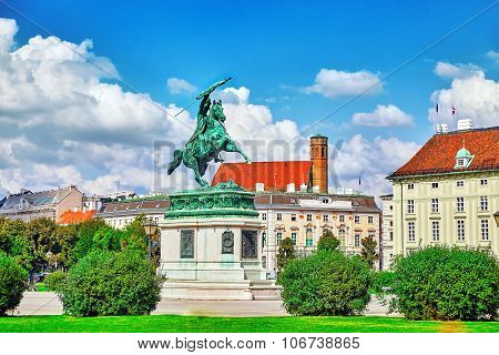 Statue Of Archduke Karl-ludwig-john On Heldenplatz. Vienna. Austria.