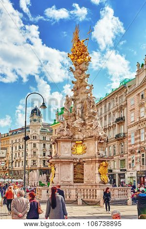 Vienna, Austria-spetember 10, 2015:marian Columns Are Religious Monuments Built In Honour Of The Ble
