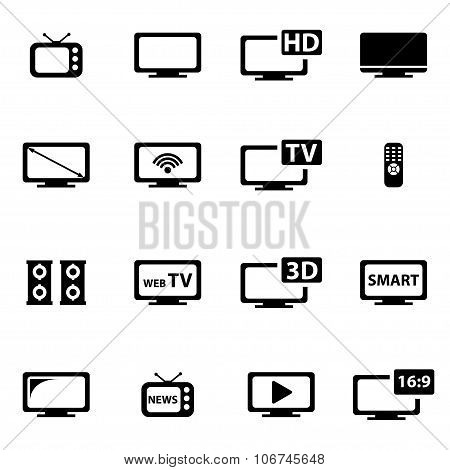 Vector Black Tv Icon Set