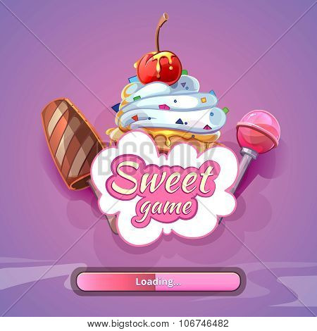 Candy world game vector background with title name