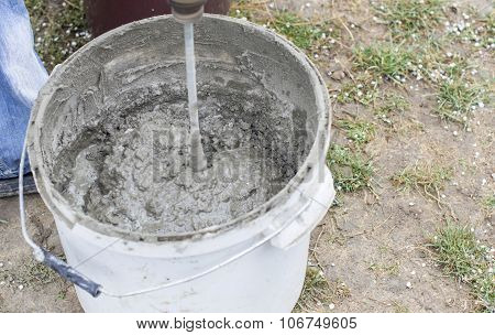 Mixing Cement Solution Using Electric Drills