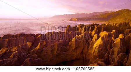Panaroma pancake rocks scenic view mountains Concept
