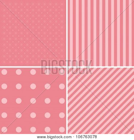 Vector Set Of 4 Retro Background Patterns
