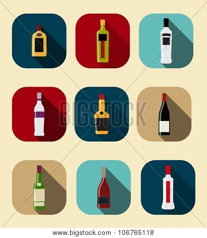 Modern Flat Dink Icon Set for Web and Mobile Application in Styl