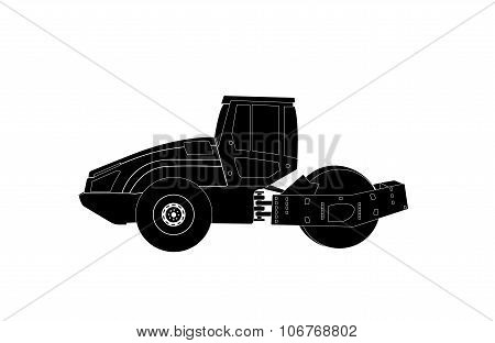 Rammer. Major Construction. Rink Asphalt. Vector Illustration.