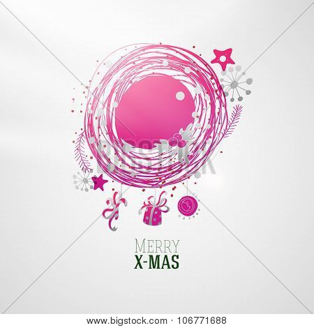 Modern bright color Xmas wreath illustration