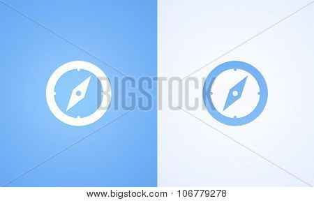 Compass On Blue And White Background