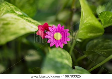 Artifical Red And Pink Flowers