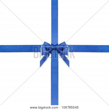 Blue Satin Bows And Ribbons Isolated