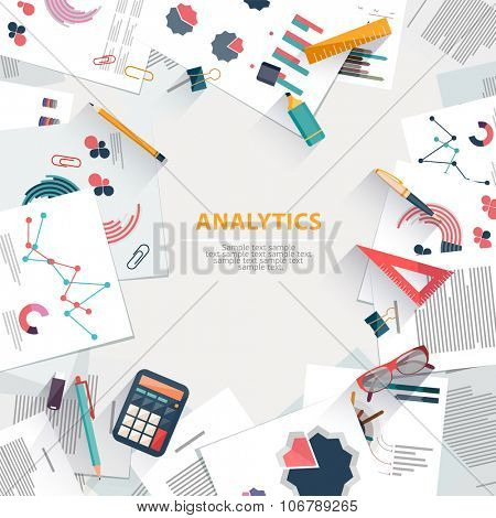 Analysis information and brainstorming. Flat design.