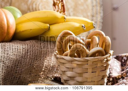 Hard Oval Cracknels In Basket