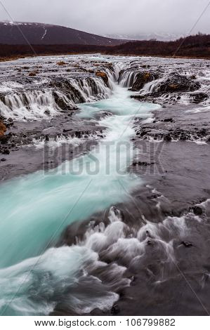 Bruarfoss Waterfall In Iceland