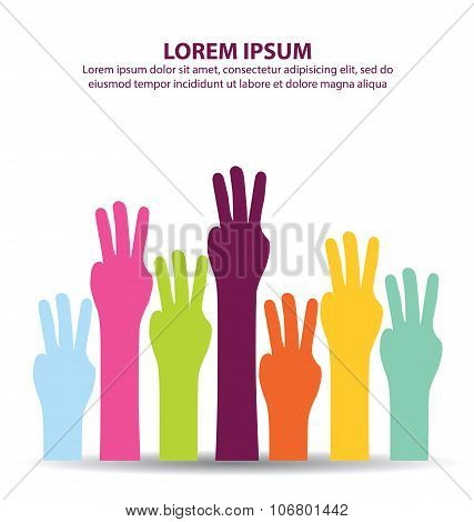 Creative Colorful Number Three Finger