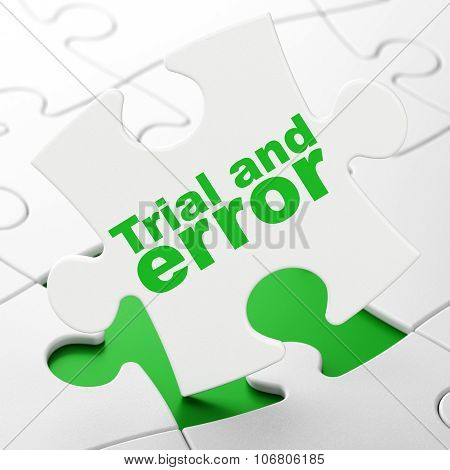 Science concept: Trial And Error on puzzle background