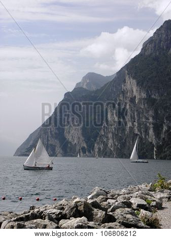 Sailing on mountain lake