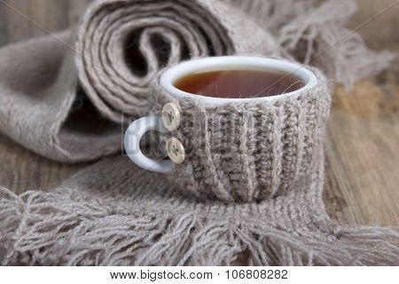 A Cup Of Hot Tea In Cover - Warmer