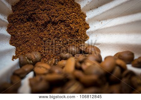 Dripper, coffee and beans