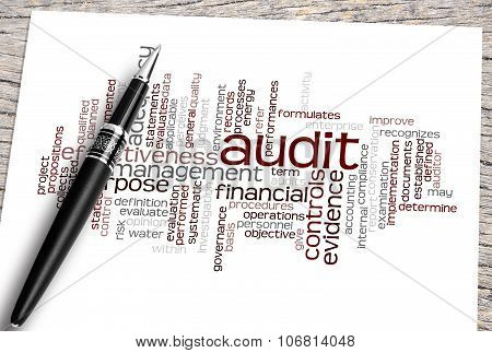 Close Up Pen And Audit Word Cloud