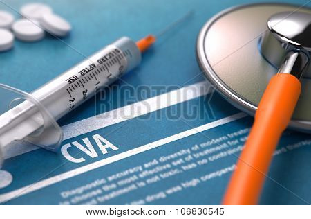 CVA - Printed Diagnosis. Medical Concept.