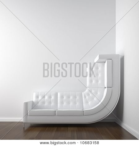 Chambre d'angle blanc avec canapé