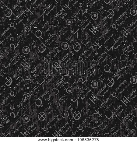 pattern with alchemy symbols