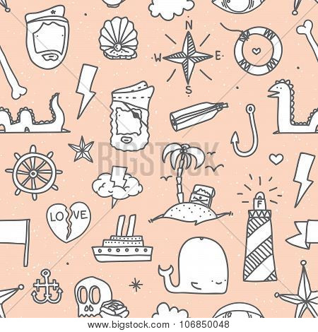 Pirate tattoo seamless vector pattern